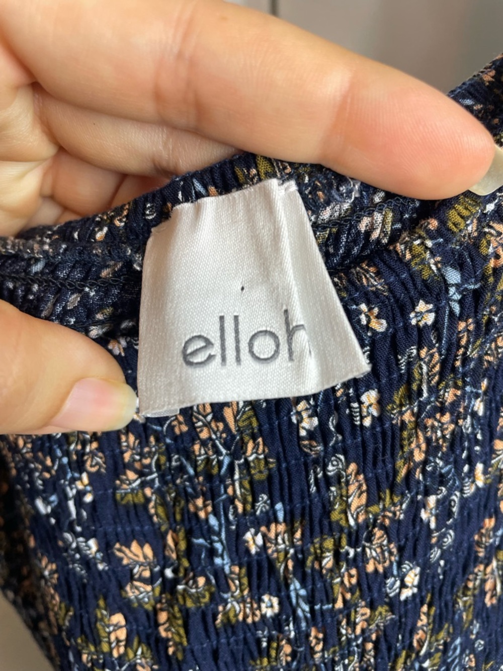 Elloh Boutique Floral Smocked Wide Leg Jumpsuit Navy Floral Small - Picture 5 of 7